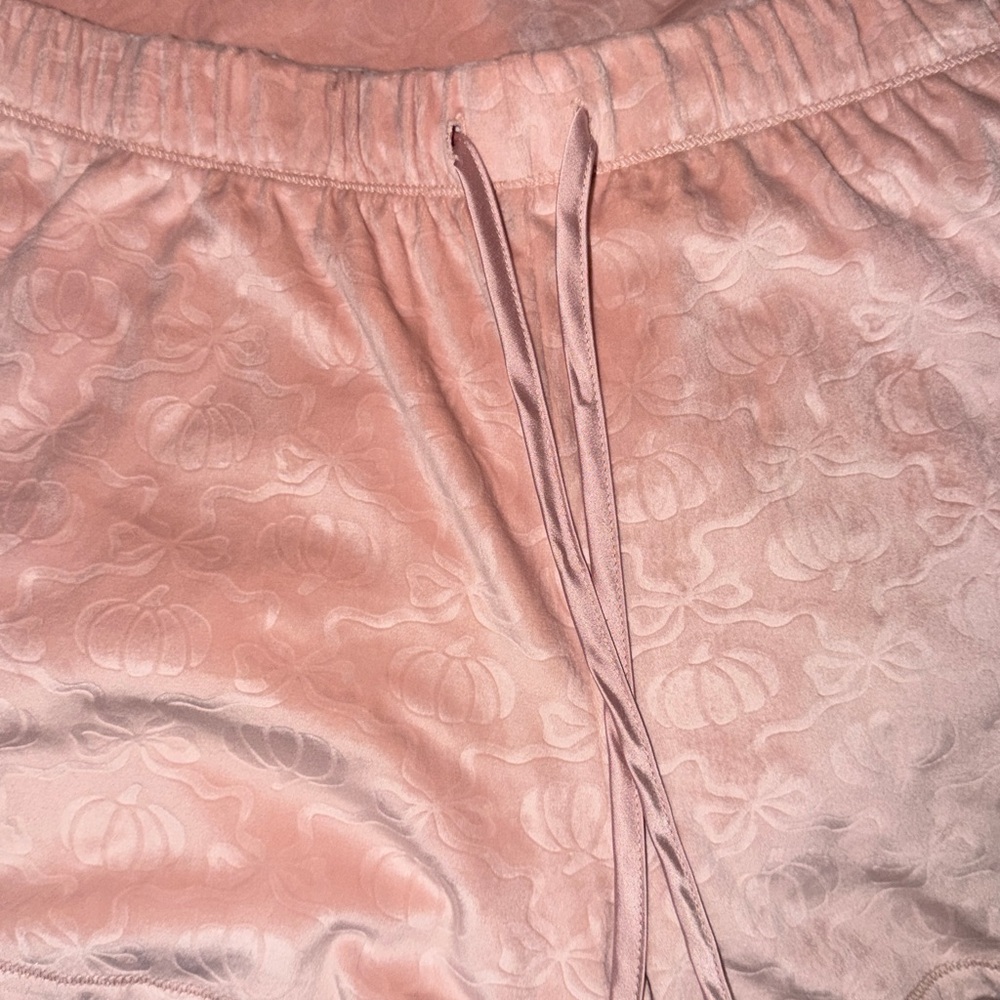 Peach Velvet Short Sleeve Button-Up Pajama Set - Picture 5 of 7